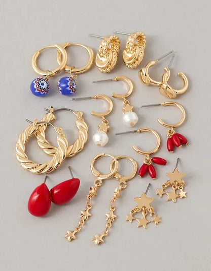 AE Red, White & Blue Earring 9-Pack