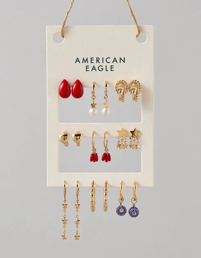 AE Red, White & Blue Earring 9-Pack