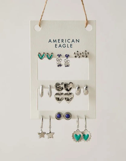 AEO Blue & Metallic Earring 9-Pack