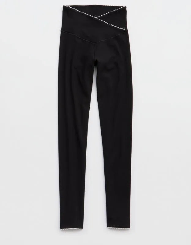 OFFLINE By Aerie Real Me XTRA Ribbed Picot Trim Crossover Legging