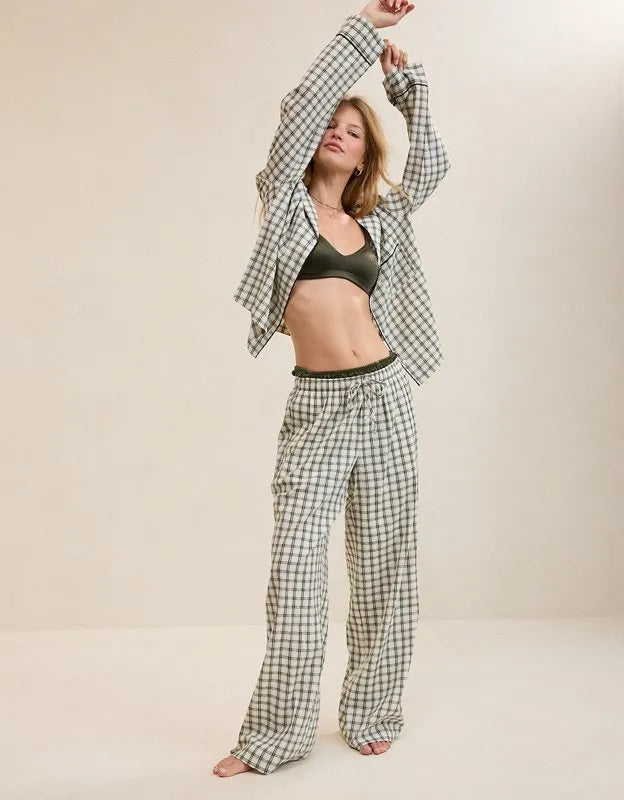 OVERSLEPT by Aerie Seersucker Trouser Pant