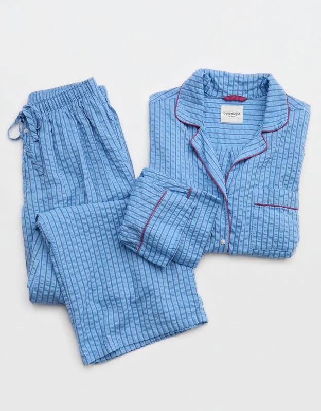 OVERSLEPT by Aerie Seersucker Trouser Pant