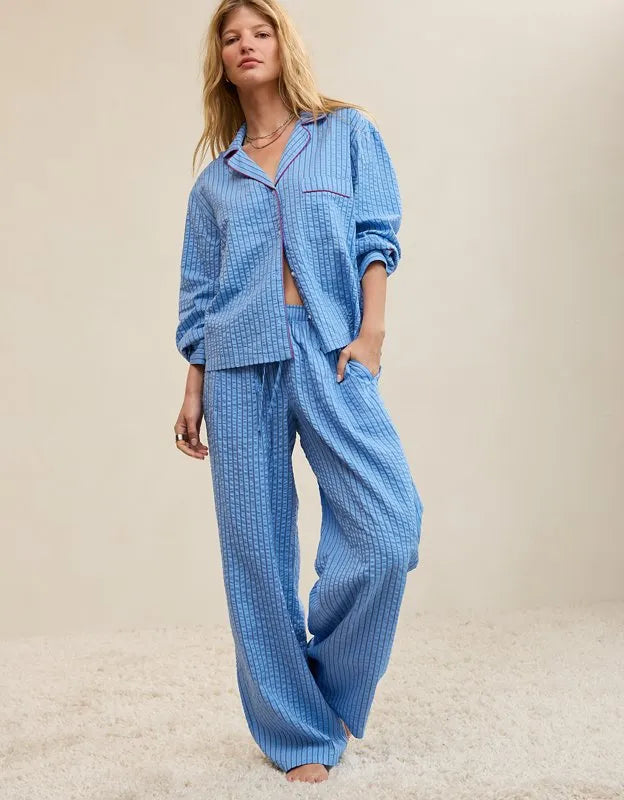 OVERSLEPT by Aerie Seersucker Trouser Pant