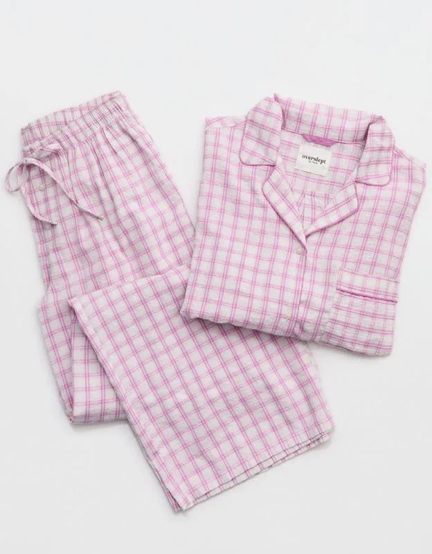 OVERSLEPT by Aerie Seersucker Trouser Pant