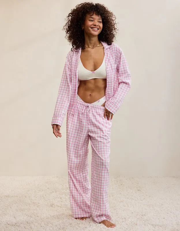 OVERSLEPT by Aerie Seersucker Trouser Pant