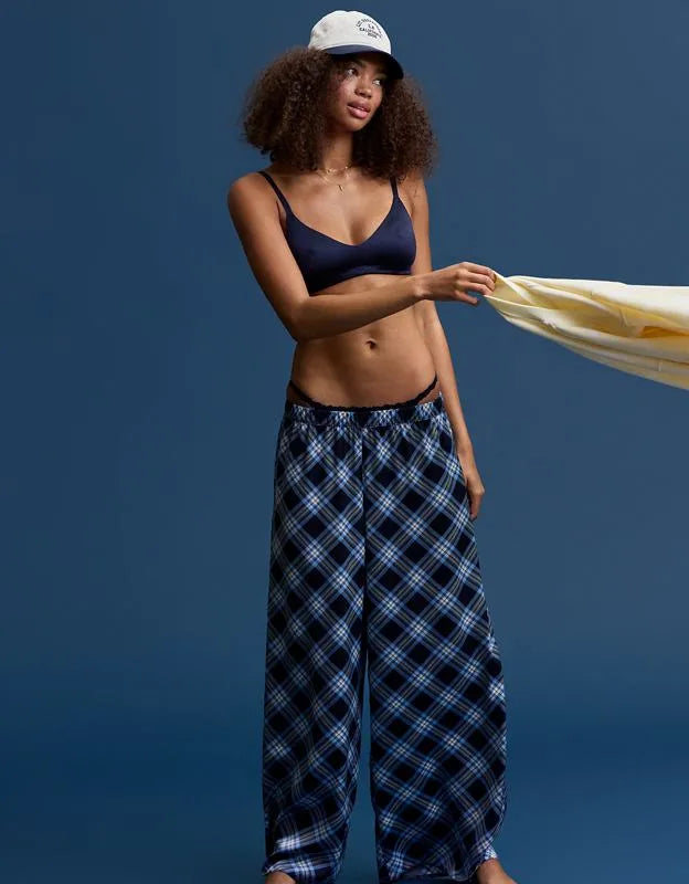 OVERSLEPT by Aerie Liquid Satin Wide Leg Pant