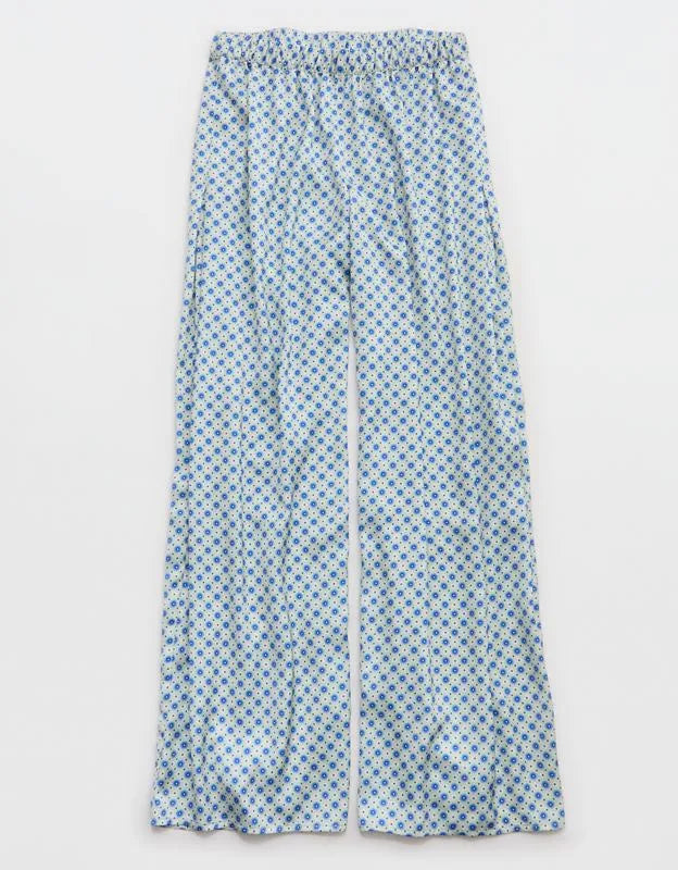OVERSLEPT by Aerie Liquid Satin Wide Leg Pant