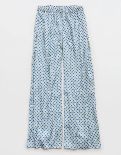 OVERSLEPT by Aerie Liquid Satin Wide Leg Pant