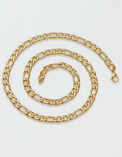 West Coast Jewelry Polished Stainless Steel Figaro Chain Necklace