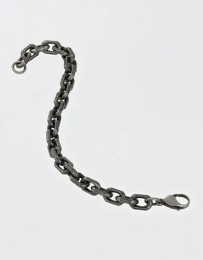 West Coast Jewelry Men's Beveled Edge Gunmetal Chain Bracelet