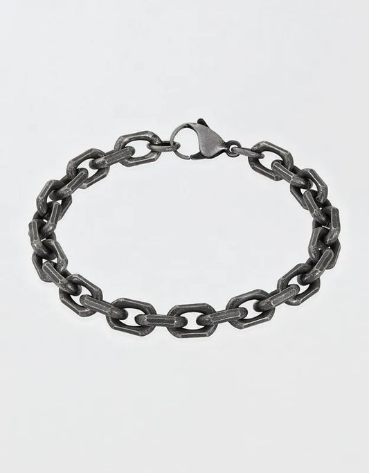 West Coast Jewelry Men's Beveled Edge Gunmetal Chain Bracelet