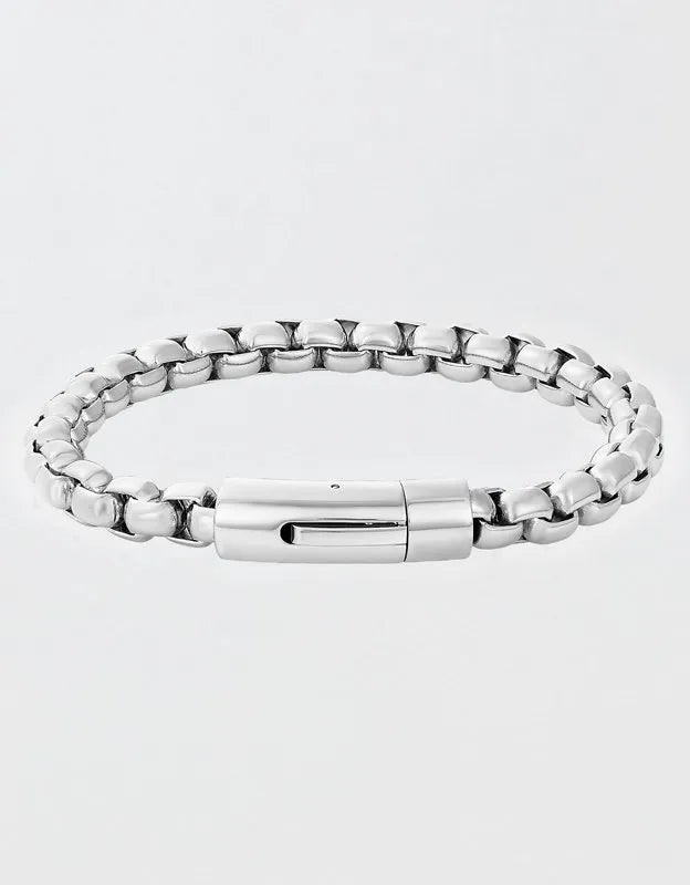 West Coast Jewelry Men's Polished Box Chain Cuff Bracelet