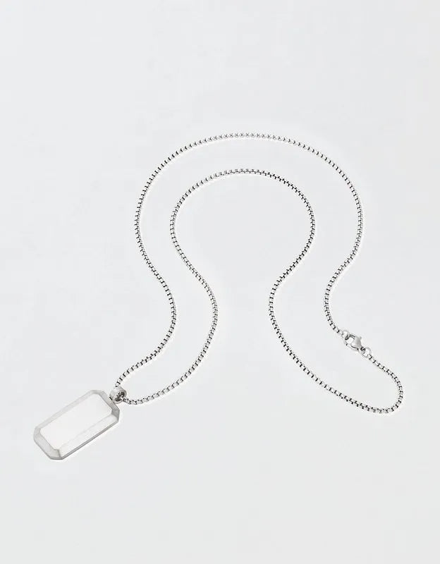 West Coast Jewelry Men's Small Beveled Edge Antiqued Dog Tag Necklace