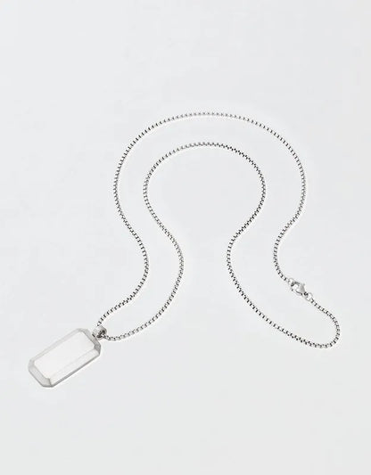 West Coast Jewelry Men's Small Beveled Edge Antiqued Dog Tag Necklace