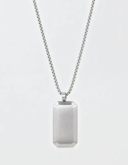 West Coast Jewelry Men's Small Beveled Edge Antiqued Dog Tag Necklace