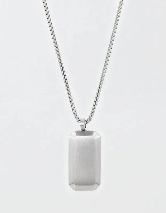 West Coast Jewelry Men's Small Beveled Edge Antiqued Dog Tag Necklace