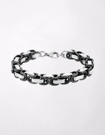 West Coast Jewelry Two-Tone Stainless Steel Byzantine Chain Bracelet