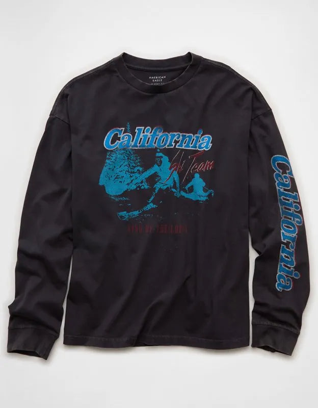 AE Boxy Long Sleeve Destination Graphic T-Shirt