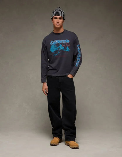AE Boxy Long Sleeve Destination Graphic T-Shirt