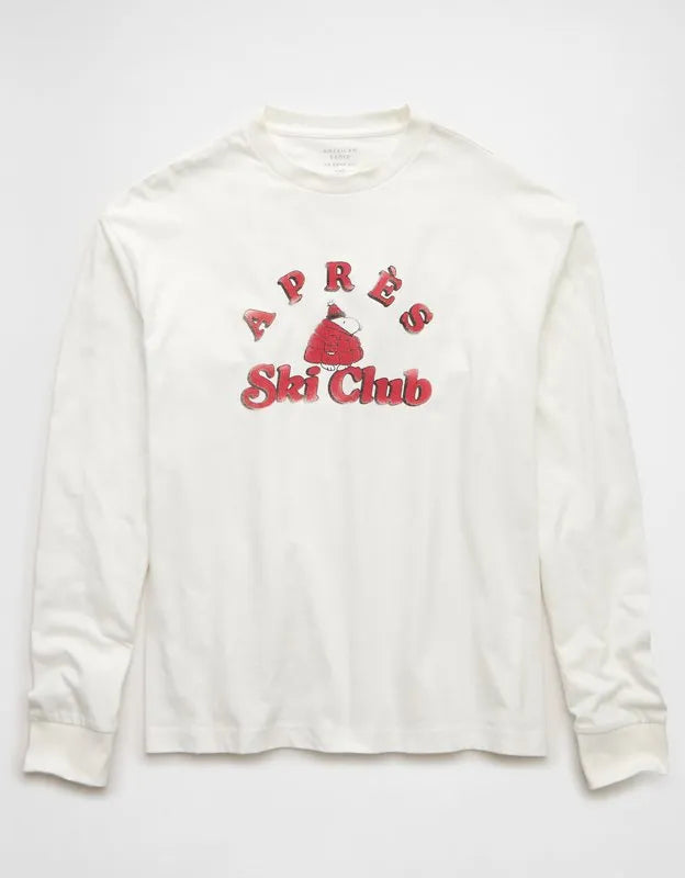 AE Boxy Long Sleeve Snoopy Graphic T-Shirt