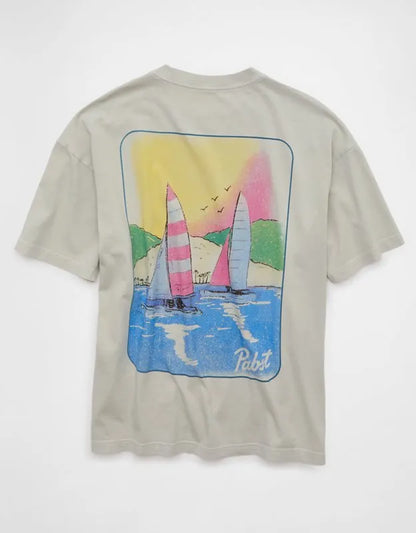 AE Boxy Fit Pabst Blue Ribbon Graphic T-Shirt
