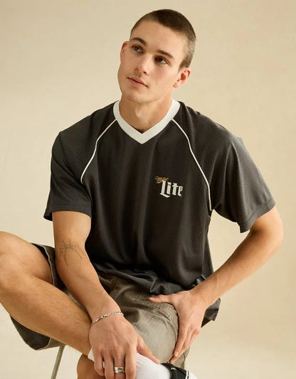 AE Boxy Fit Miller Lite Graphic Mesh Jersey