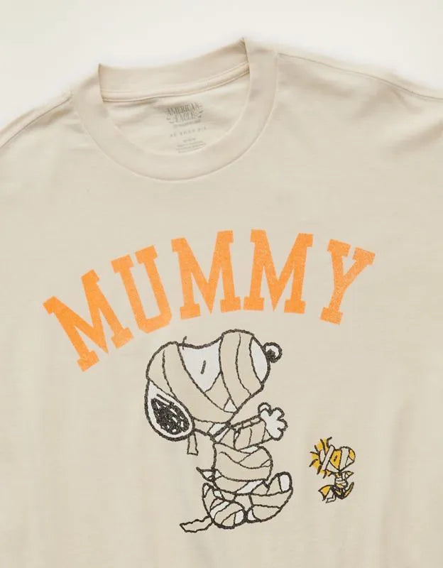 AE Boxy Fit Halloween Snoopy Long Sleeve Graphic T-Shirt