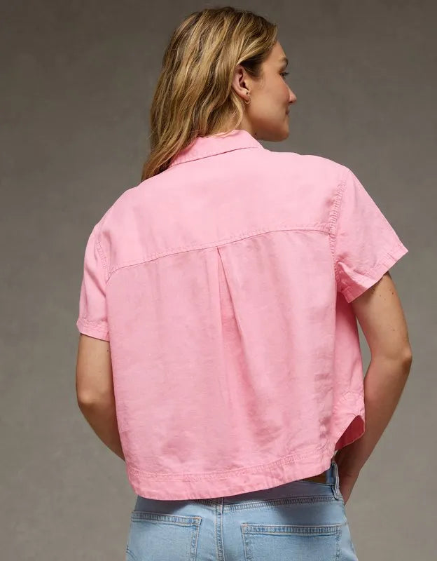AE Cropped Button-Up Shirt
