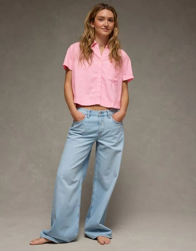 AE Cropped Button-Up Shirt