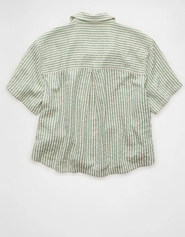 AE Short-Sleeve Side-Tie Button-Up Shirt