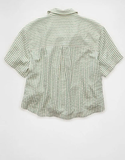 AE Short-Sleeve Side-Tie Button-Up Shirt