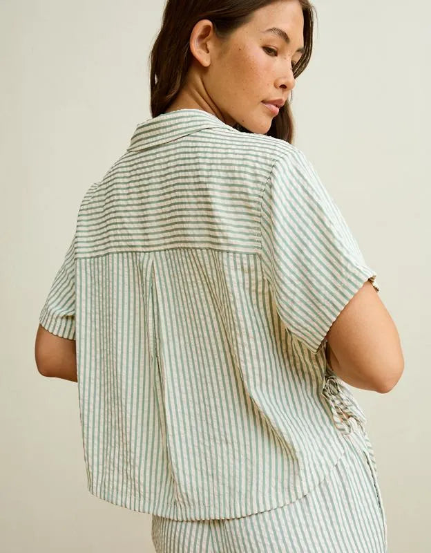 AE Short-Sleeve Side-Tie Button-Up Shirt