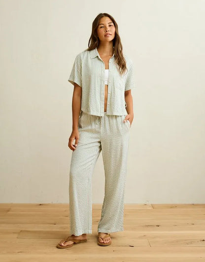 AE Short-Sleeve Side-Tie Button-Up Shirt