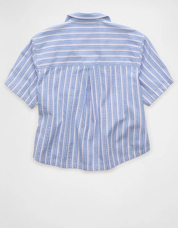 AE Short-Sleeve Side-Tie Button-Up Shirt