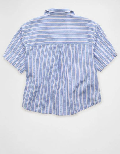 AE Short-Sleeve Side-Tie Button-Up Shirt
