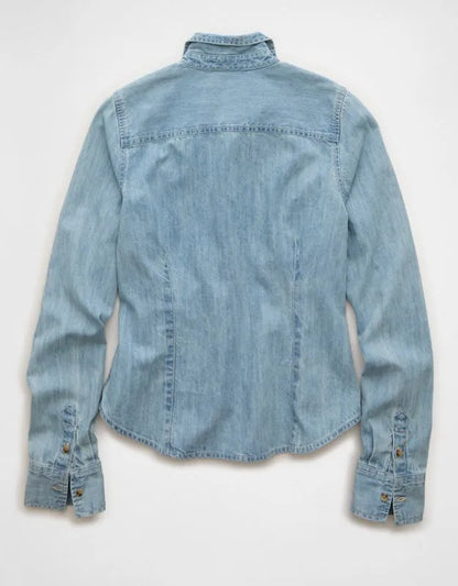 AE Fitted Denim Button-Up Shirt