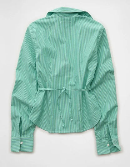AE Fitted Wide-Cuff Button-Up Shirt