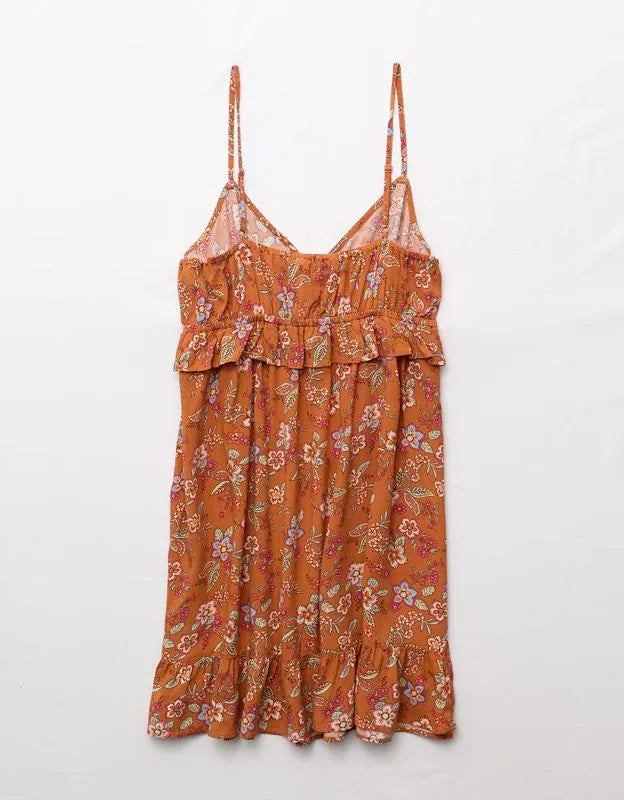 AE Babydoll V-Neck Ruffle Mini Dress