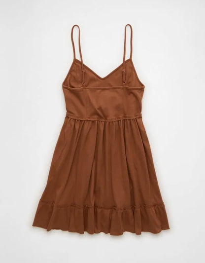 AE Sunchaser Babydoll V-Neck Knit Mini Dress