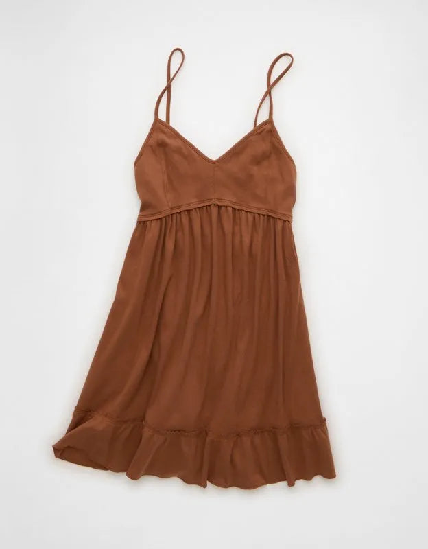 AE Sunchaser Babydoll V-Neck Knit Mini Dress