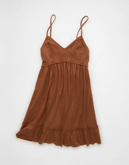 AE Sunchaser Babydoll V-Neck Knit Mini Dress
