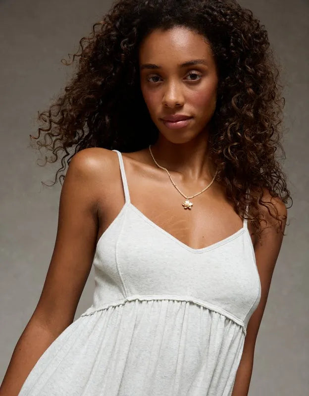 AE Sunchaser Babydoll V-Neck Knit Mini Dress