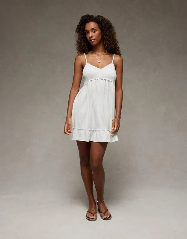 AE Sunchaser Babydoll V-Neck Knit Mini Dress
