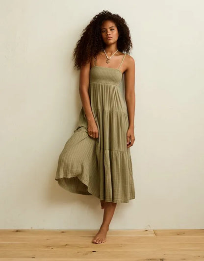AE Smocked Babydoll Midi Dress