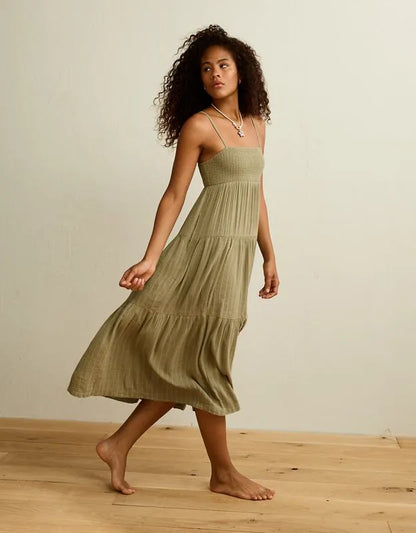 AE Smocked Babydoll Midi Dress