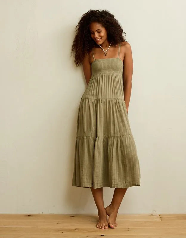 AE Smocked Babydoll Midi Dress