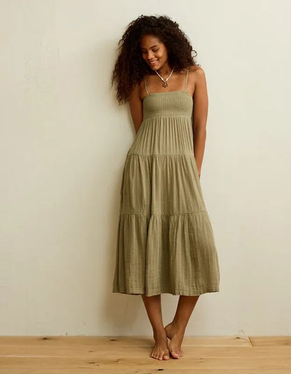 AE Smocked Babydoll Midi Dress