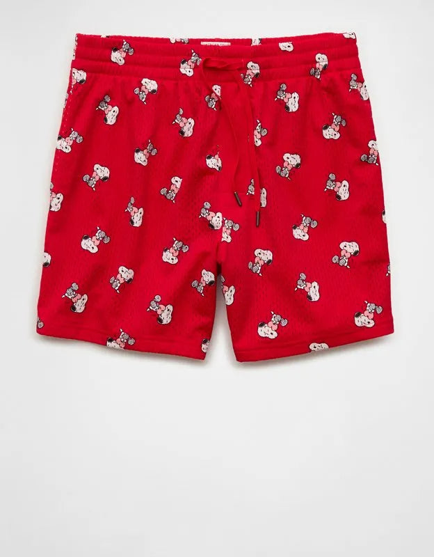 AE Snoopy Valentine's Day 6" Mesh Lounge Short