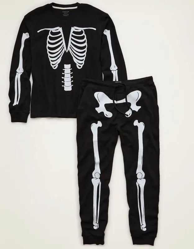 AEO Halloween Skeleton Waffle Lounge Set