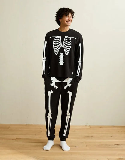 AEO Halloween Skeleton Waffle Lounge Set